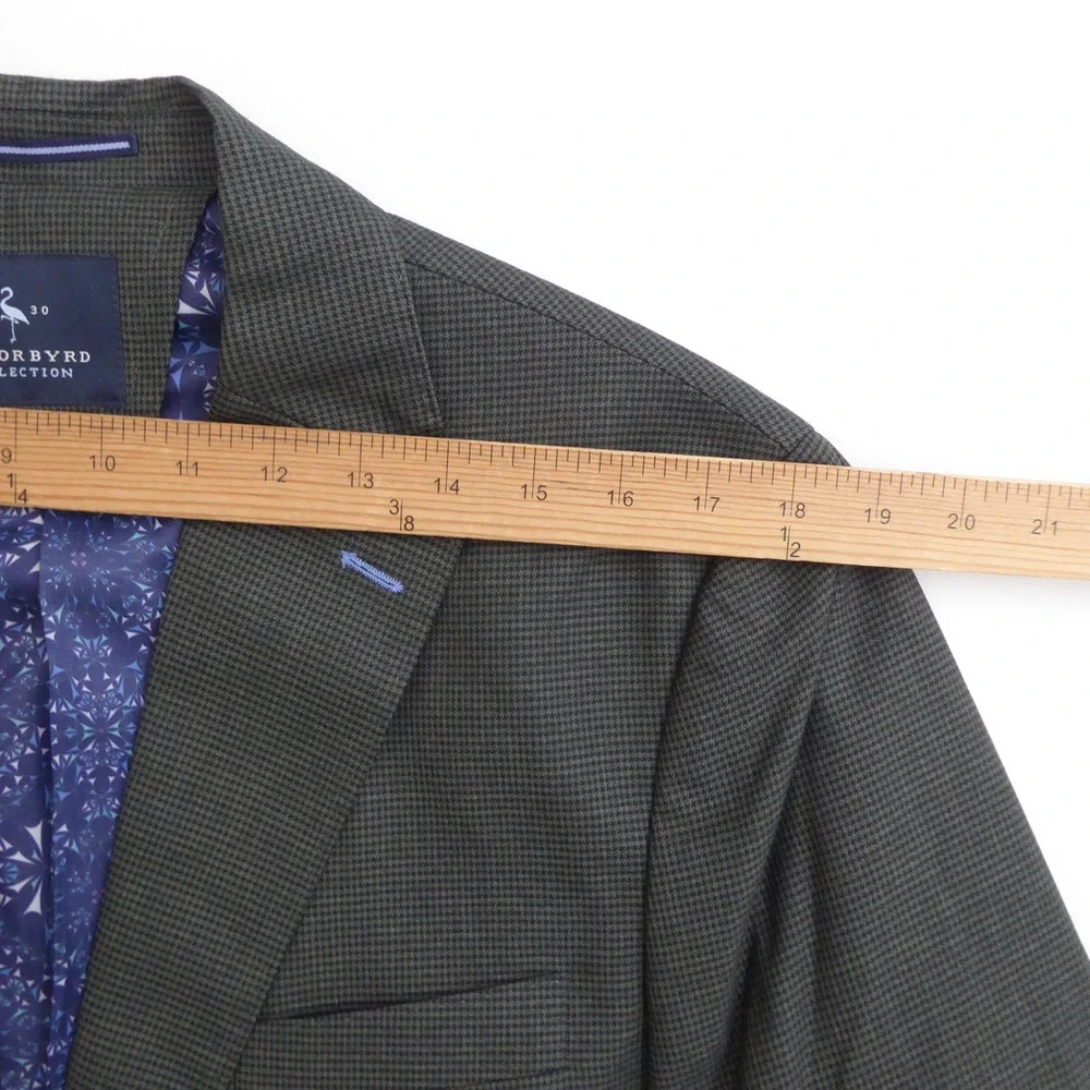 TailorByrd Mens Blazer Green Houndstooth Check Two Button Sport Coat 42S